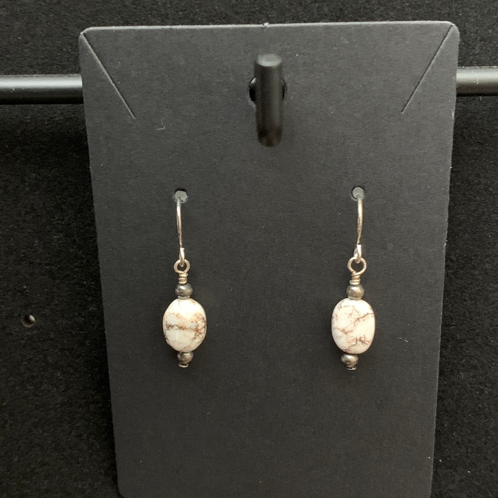 925 Sterling Silver Wild Horse Desert Pearl Drop Dangle Earrings Southwestern